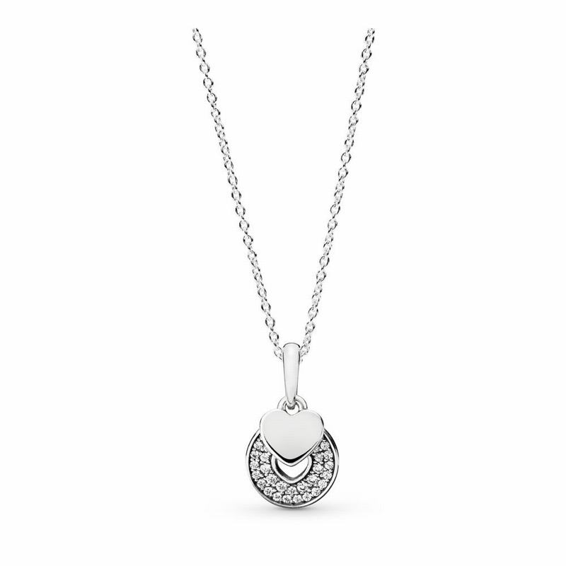 Pandora Celebration Hearts Pendant Necklace Ireland - Sterling Silver/Silicone/Cubic Zirconia - 4908